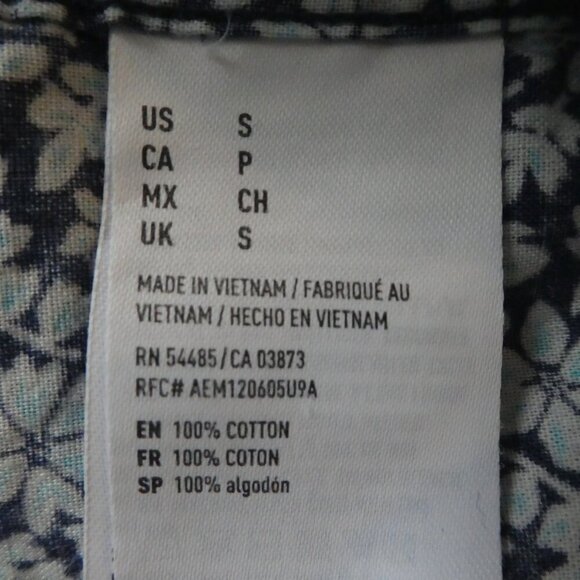 American Eagle Blue Floral Seriously Soft Classic Fit Button Up Shirt Mens Small - Picture 5 of 6